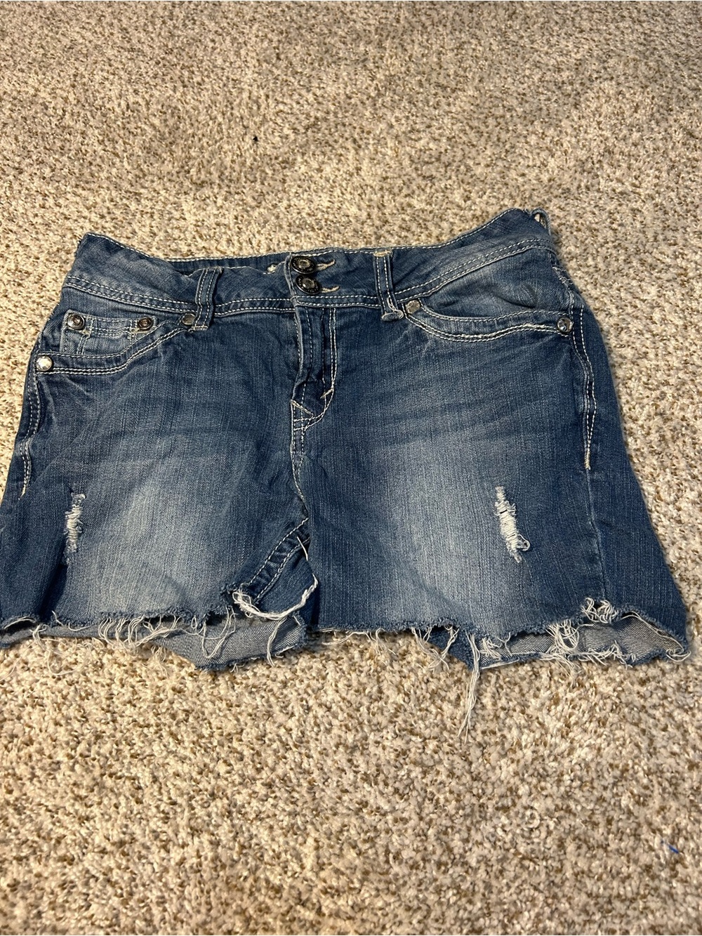 Wallflower Distressed Dark Blue Denim Jean Shorts